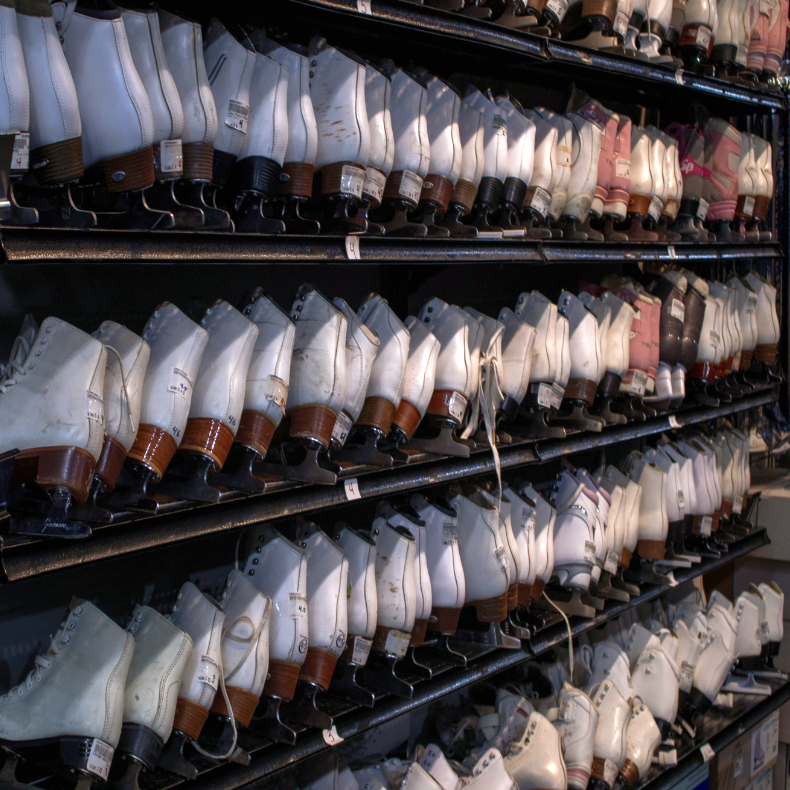 Wall of figure skates